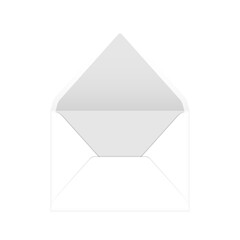 White open envelope with grey liner mockup template. Euro flap luxury mailing envelope for wedding, invitations, graduation, birthday, party and more. Ready to use for your design or business.