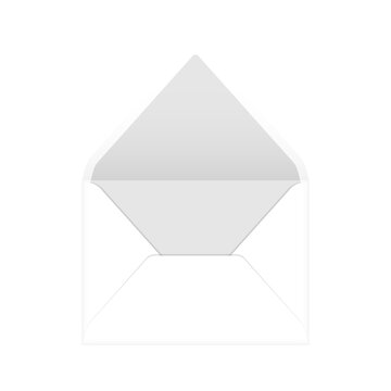 White open envelope with grey liner mockup template. Euro flap luxury mailing envelope for wedding, invitations, graduation, birthday, party and more. Ready to use for your design or business.