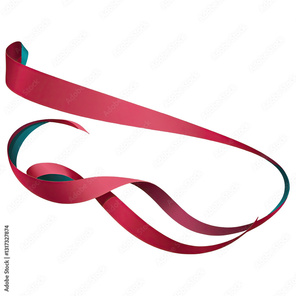 Poster a flowing ribbon with a gradient from pink to blue, creating a sense of movement against a vibrant b