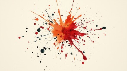 Vivid Abstract Paint Splash in Red and Orange on Light Background