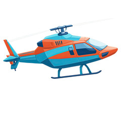 Vibrant and modern illustration of a futuristic helicopter with an orange and blue color scheme