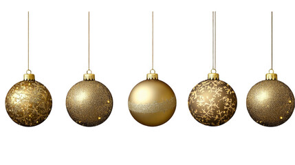 Decorative Gold Christmas Ornaments Hanging with Shiny Glitter