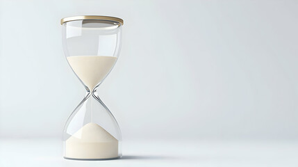 Classic Hourglass With Flowing Sand On A White Background Depicting The Passage Of Time