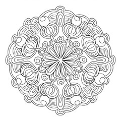 A line art mandala design illustration of a coloring page 