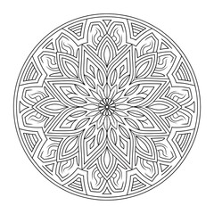 A line art mandala design illustration of a coloring page 