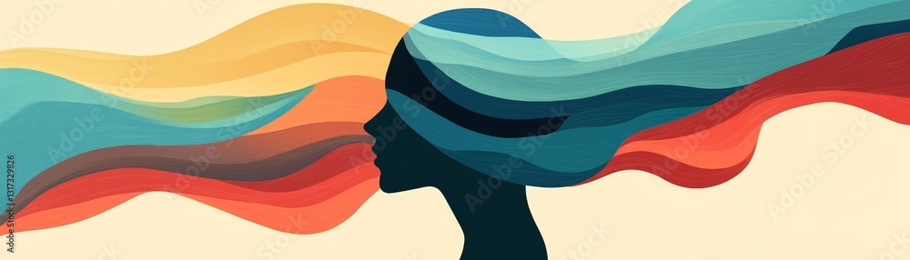 Poster emotional expression through colorful waves digital art abstract visualization creative studio side 