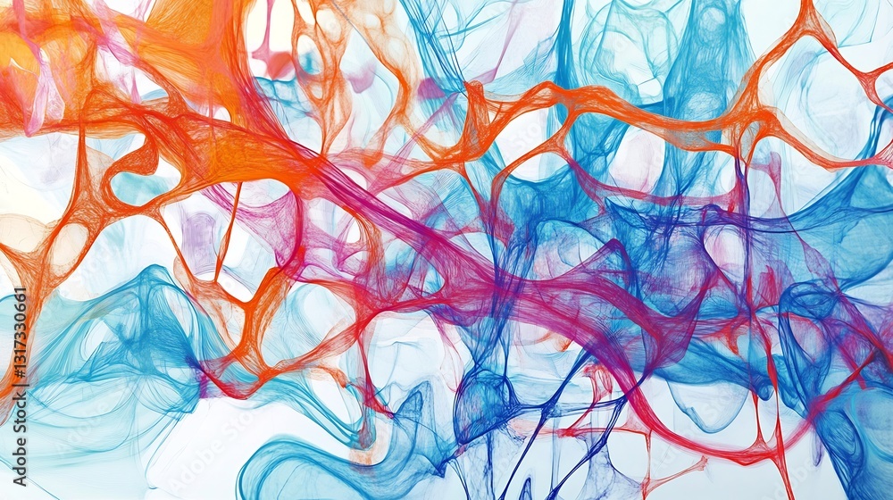 Poster abstract representation of affiliate marketing featuring interconnected layer symbolic patterns repr