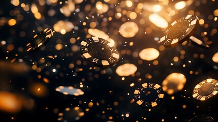 Shiny casino chips soaring dramatic scene wallpapers