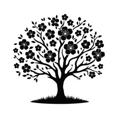 Elegant Black and White Tree Silhouettes for Design