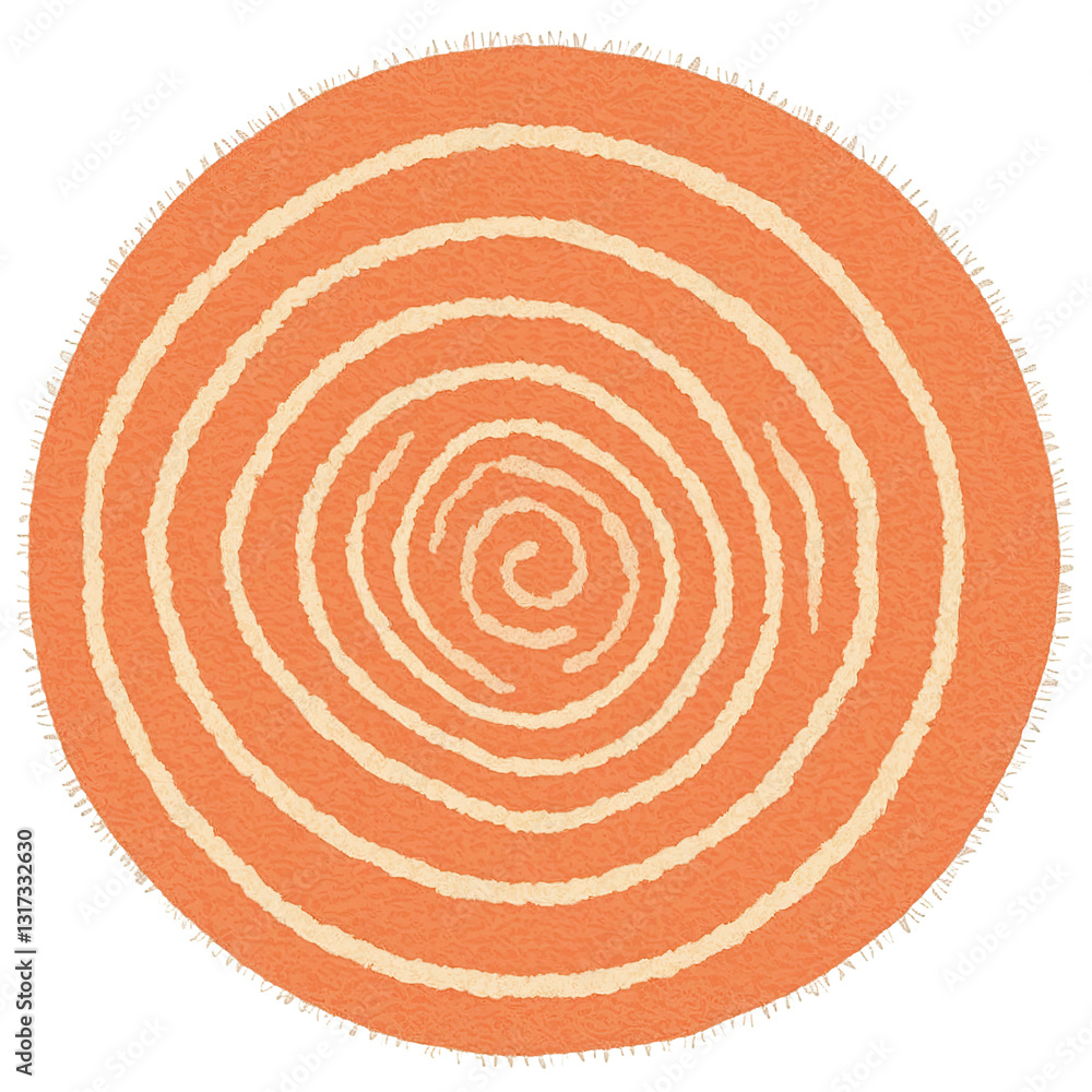 Poster a minimalist spiral pattern in soft peach and cream tones, offering a calming visual effect. perfect