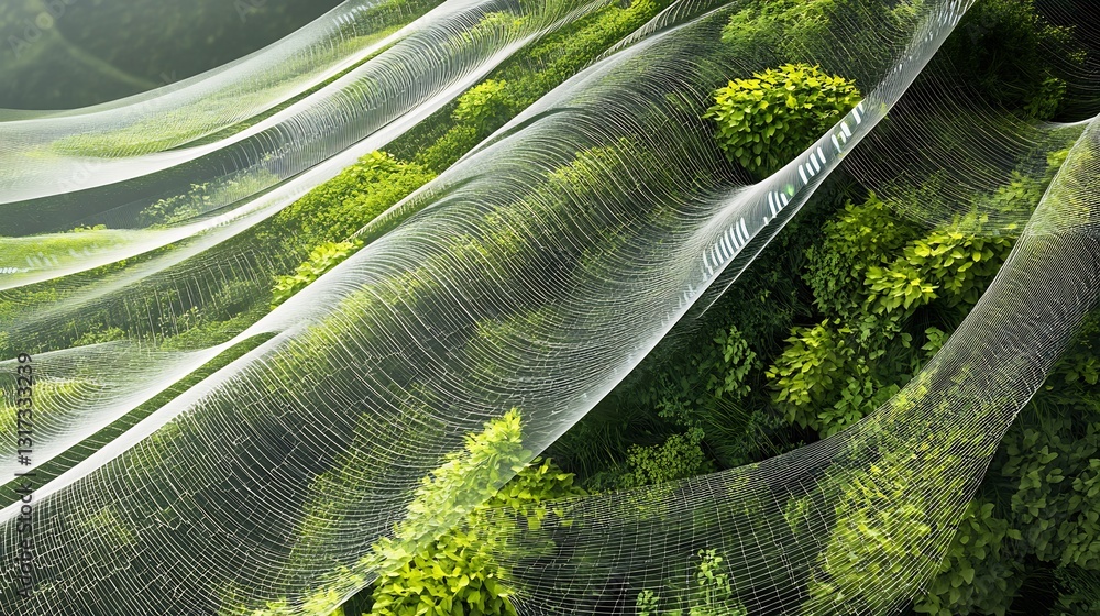Aufkleber Abstract representation of environmental sustainability flowing pattern of greenery energy loop