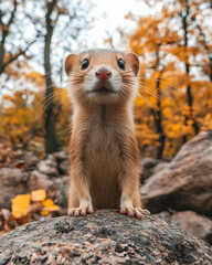 Fototapeta premium Cute, small rodent in autumnal forest setting