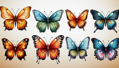 set of vector butterflies