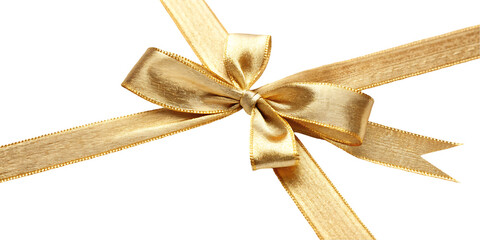 Fototapeta premium Golden satin ribbon bow