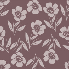 Fototapeta premium Exotic hand drawn flowers, seamless patterns with floral for fabric, textiles, clothing, wrapping paper, cover, banner, home decor, abstract backgrounds. Vector illustration.