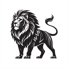 Fototapeta premium Bold Black and White Vector Illustration of a Majestic Lion – Graphic Art