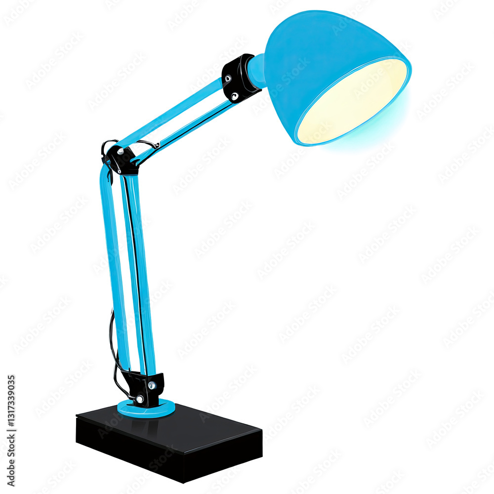 Aufkleber a vibrant blue desk lamp with a modern design illuminating a dark background, casting soft light and