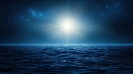 Radiant sun illuminates the vast ocean, breathtaking coastal view