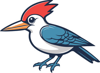 Obraz premium A cartoon woodpecker illustration, A cute woodpecker character design