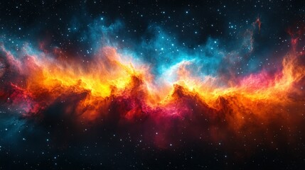 Naklejka premium Cosmic nebulae swirl in vibrant colors