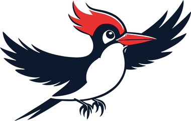 A cartoon woodpecker illustration, A cute woodpecker character design
