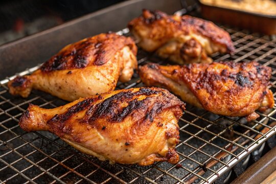 traditional spicy tasty grilled chicken with herbs street food