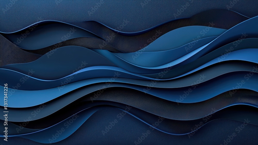 Poster dynamic flowing blue wave pattern on dark blue background abstract design for modern presentations
