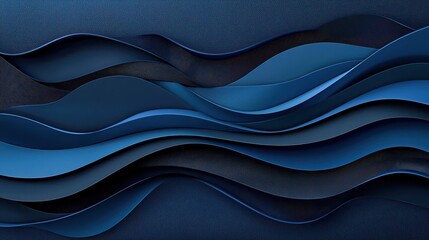Obraz premium Dynamic flowing blue wave pattern on dark blue background abstract design for modern presentations