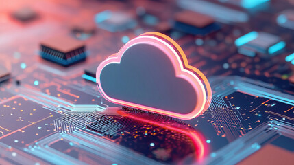 Futuristic cloud computing concept on circuit board background for digital innovation themes