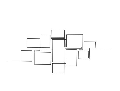 Continuous one line drawing of abstract wall frame.Interior picture frame in single line draw illustration. Editable stroke.
