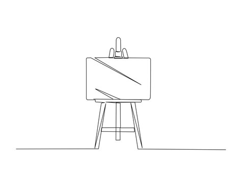 Continuous one line drawing of painting board vector. painting board or easel in single line draw illustration. Editable stroke.