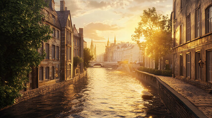 A poster of a river running through a city