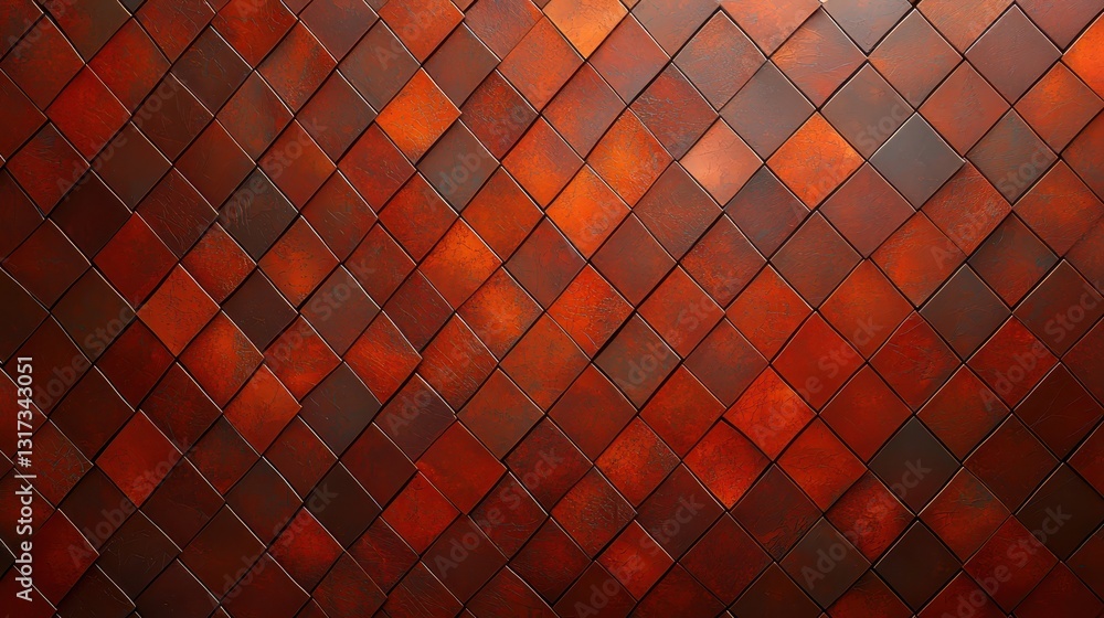 Poster vibrant red wall with intricate square pattern, ideal background for design projects