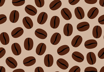Seamless pattern with coffee beans. Coffee background. Coffee texture design