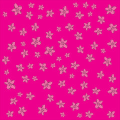 Pattern of Pink Floral Elements on a Vibrant Pink Background