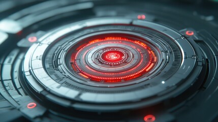 Mesmerizing red glow, closeup of circular object radiating light closeup