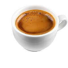 Espresso cup, rich crema, cafe setting, website banner