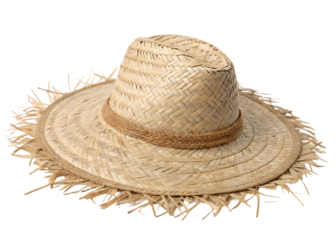 Natural Straw Hat with Frayed