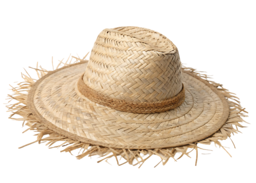 Natural Straw Hat with Frayed