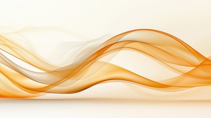 Flowing orange and yellow waves on white, abstract fluid art background
