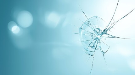 Shattered glass on blue, an abstract depiction of broken fragments on vibrant backdrop