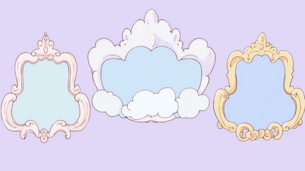 Minimalist Blank Frame Set with Blue and Purple Borders