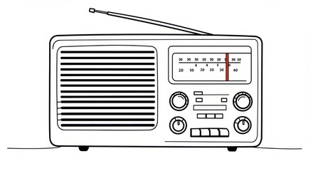 Fototapeta premium Vintage Radio Line Art Illustration