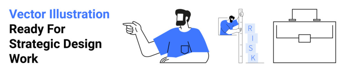 Person pointing to risk assessment concept, briefcase for business strategy. Ideal for consultancy ideas, project management, innovation goals, financial planning, entrepreneurship, career building