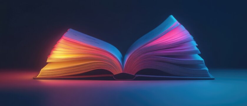 An open book sits on a blue table, perfect for education or inspirational purposes