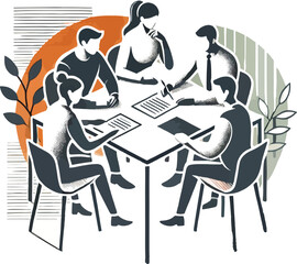 Business Team Meeting .A group discussion or collaborative brainstorming. the image features two to three people interacting.