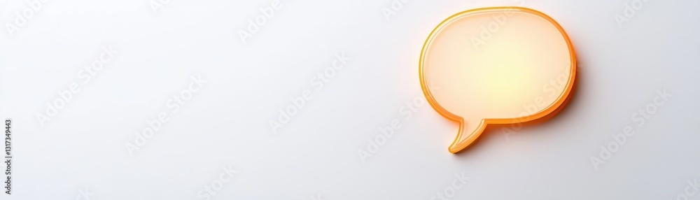 Poster glowing single speech bubble floating against soft background for creative communication design