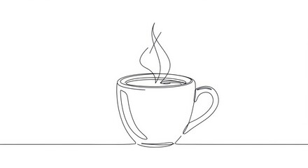 Monochrome Coffee Cup Line Drawing