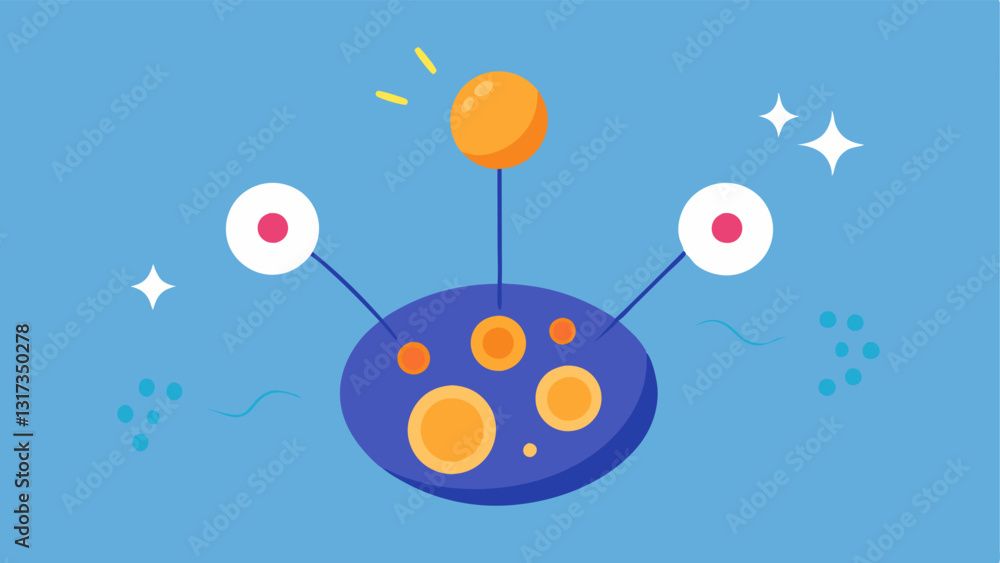 Poster signal activation show exosomes interacting with cellular receptors depicted as little flags on a ce