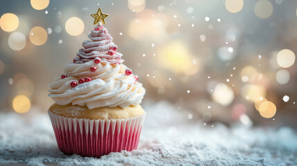 Festive Christmas Tree Cupcake with Whipped Frosting